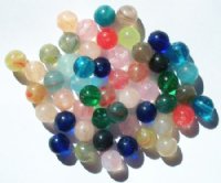 50 8mm Round Multi Marble Glass Bead Mix